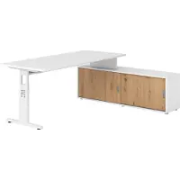 Hammerbacher Schreibtischkombi 180x80cm, Weiss/Weiss