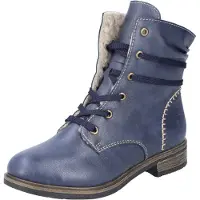 Rieker Damen Schnürboot Stiefelette warm gefüttert Ziernaht 72229, Größe:37 EU, Farbe:Blau