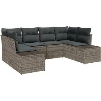 vidaXL Gartensofa-set 6 stk. Grau Poly-Rattan
