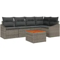vidaXL Gartensofa-set 6 stk. Grau Poly-Rattan