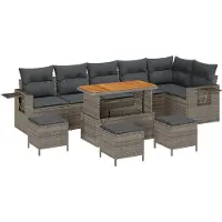 vidaXL Gartensofa-set 10 pcs Grau Poly-Rattan