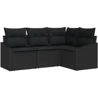 vidaXL Sofa Set 4 stk. Schwarz [Synthetisch]: Poly Rattan