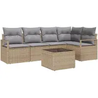 vidaXL Sofa Set 6 Stk. Beige [Synthetisch]: Poly Rattan
