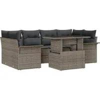 vidaXL Gartensofa-set 7 stk. Grau [Synthetisch]: Poly Rattan