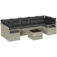 vidaXL Sofa Set mit Kissen 8 pcs Hellgrau und Dunkelgrau Poly Rattan