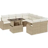 vidaXL Garten-Sofa-Set 9 stk. Beige Poly Rattan