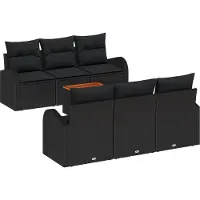 vidaXL Gartensofa-set 7 Stk. Schwarz Poly-Rattan