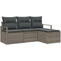 vidaXL Sofa Set 4 Stk. Grau [Synthetisch]: Poly Rattan