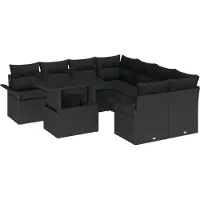 vidaXL Gartensofa-set 9 stk. Schwarz [Synthetisch]: Poly Rattan
