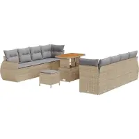 vidaXL Gartensofa-set 11 stk. Beige Poly-Rattan