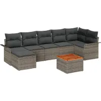 vidaXL Gartensofa-set mit Speicher 8 pcs Grau Poly-Rattan