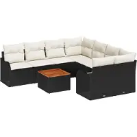 vidaXL Gartensofa-set 9 stk. Schwarz und Creme Poly-Rattan