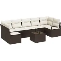 vidaXL Sofa Set 8 stk. 7-Sitzanzahl Braun und Creme Poly Rattan