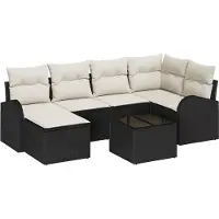 vidaXL Gartensofa-set 7 pcs Schwarz Poly-Rattan