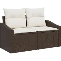 vidaXL Garten-Sofa mit Kissen 123 x 62 x 69 cm Poly-Rattan