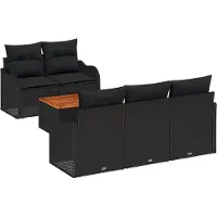 vidaXL Gartensofa-set 6 stk. 5-Sitzanzahl Schwarz Poly-Rattan