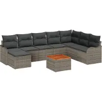 vidaXL Gartensofa-set 9 stk. Grau Poly-Rattan