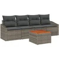 vidaXL Gartensofa-set 5 Stk. Grau Poly-Rattan