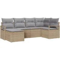 vidaXL Sofa Set 6 stk. Beige [Synthetisch]: Poly Rattan