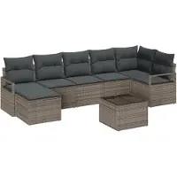 vidaXL Sofa Set 8 Stk. Grau [Synthetisch]: Poly Rattan