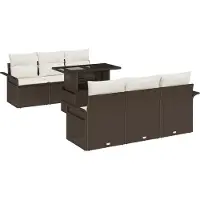 vidaXL Gartensofa-set 7 Stk. Braun [Synthetisch]: Poly Rattan
