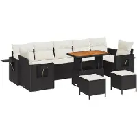 vidaXL Garten-Sofa-Set 10 pcs Schwarz Poly-Rattan