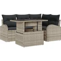 vidaXL Gartensofa-set 5 stk. 4-Sitzanzahl Hellgrau Poly Rattan