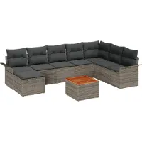vidaXL Gartensofa-set 9 Stk. Grau Poly-Rattan
