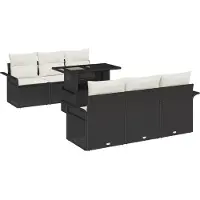 vidaXL Gartensofa-set 7 stk. Schwarz [Synthetisch]: Poly Rattan