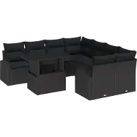vidaXL Garten-Sofa-Set 9 stk. Schwarz Poly Rattan