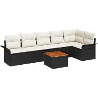 vidaXL Gartensofa-set 7 stk. 6-Sitzanzahl Schwarz und Creme