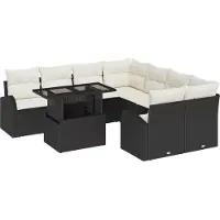 vidaXL Garten-Sofa-Set 9 Stk. Schwarz Poly Rattan