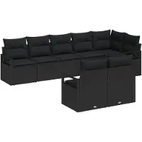 vidaXL Sofa Set 8 Stk. Schwarz [Synthetisch]: Poly Rattan