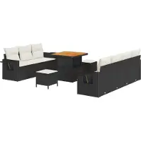 vidaXL Gartensofa-set 10 stk. Schwarz Poly-Rattan