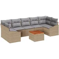 vidaXL Gartensofa-set 8 stk. Beige und Hellgrau Poly-Rattan