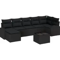 vidaXL Gartensofa-set 8 stk. Schwarz [Synthetisch]: Poly Rattan
