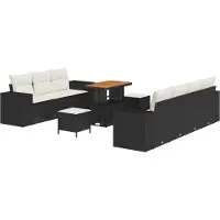 vidaXL Gartensofa-set 10 stk. Schwarz Poly-Rattan
