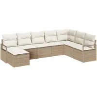 vidaXL Sofa Set 8 stk. Beige [Synthetisch]: Poly Rattan