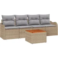 vidaXL Gartensofa-set 5 Stk. 4-Sitzanzahl Beige und Hellgrau