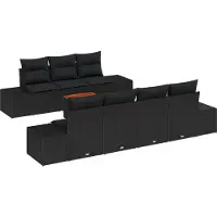 vidaXL Gartensofa-set 8 stk. Schwarz Poly-Rattan