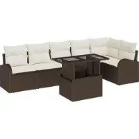 vidaXL Gartensofa-set 7 stk. 6-Sitzanzahl Braun Poly Rattan