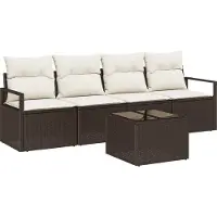 vidaXL Sofa Set 5 stk. 4-Sitzanzahl Braun und Creme Poly Rattan