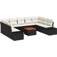 vidaXL Garten-Sofa-Set 10 stk. Schwarz und Weiß
