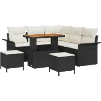 vidaXL Garten-Sofa-Set 8 stk. 7-Sitzanzahl Schwarz und Creme