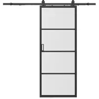 Vente-unique Wandschiebetür - Aluminium und mattiertes gehärtetes Glas - H 205 x B 73 cm - SINCA II