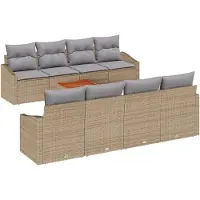 vidaXL Gartensofa-set 9 Stk. Beige und Hellgrau Poly-Rattan