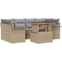 vidaXL Gartensofa-set 7 stk. Beige [Synthetisch]: Poly Rattan