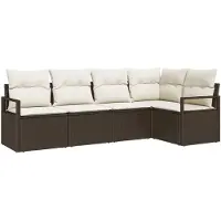 vidaXL Sofa Set 5 Stk. Braun [Synthetisch]: Poly Rattan