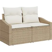 vidaXL Garten-Sofa mit Kissen 123 x 62 x 69 cm Poly-Rattan