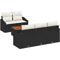 vidaXL Gartensofa-set 6 stk. Schwarz und Creme Poly-Rattan